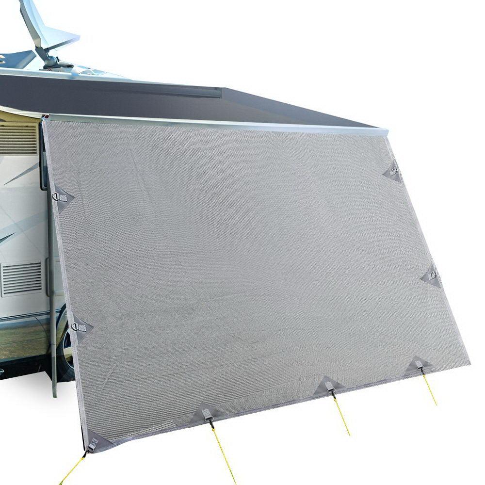 Caravan Privacy Screen Roll Out Awning 4.3X1.95M End Wall Side Sun Shade Grey - Harrogates