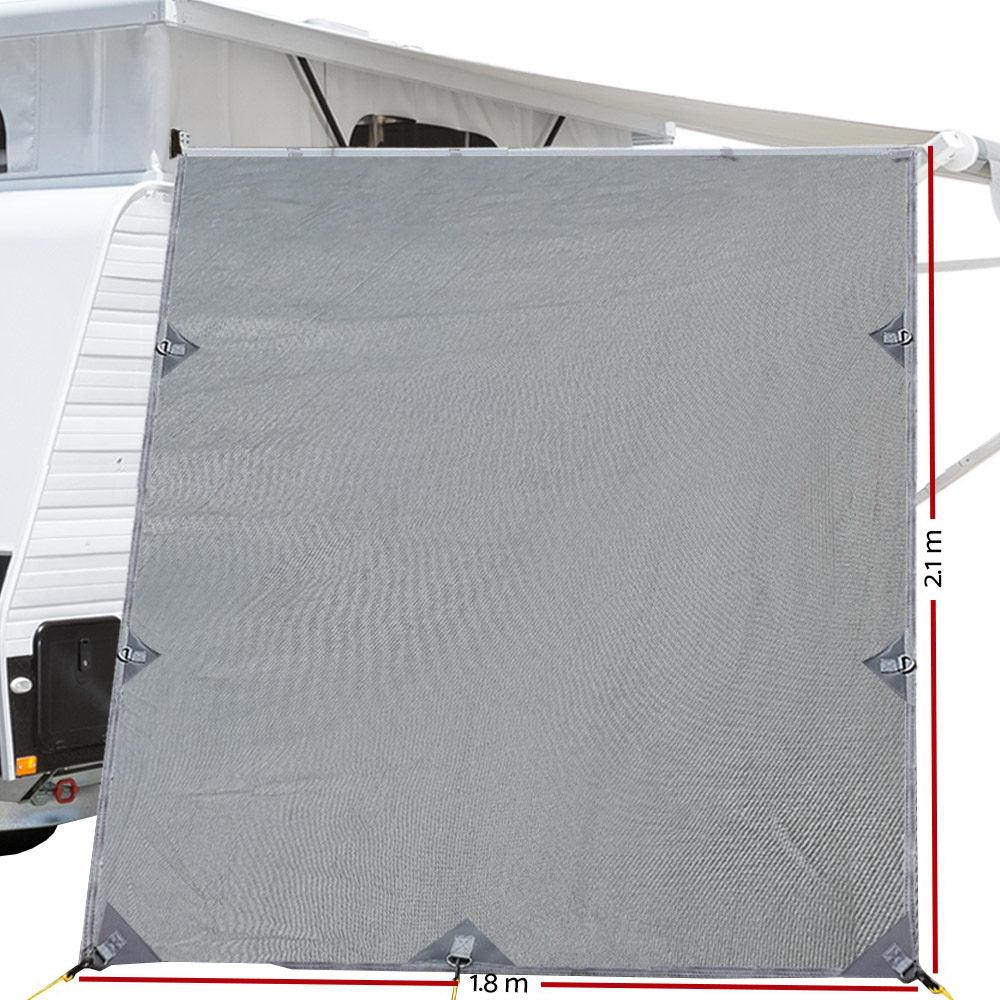 Caravan Privacy Screen Roll Out Awning 2.1x1.8M Sun Shade Pop Top End Wall Grey - Harrogates