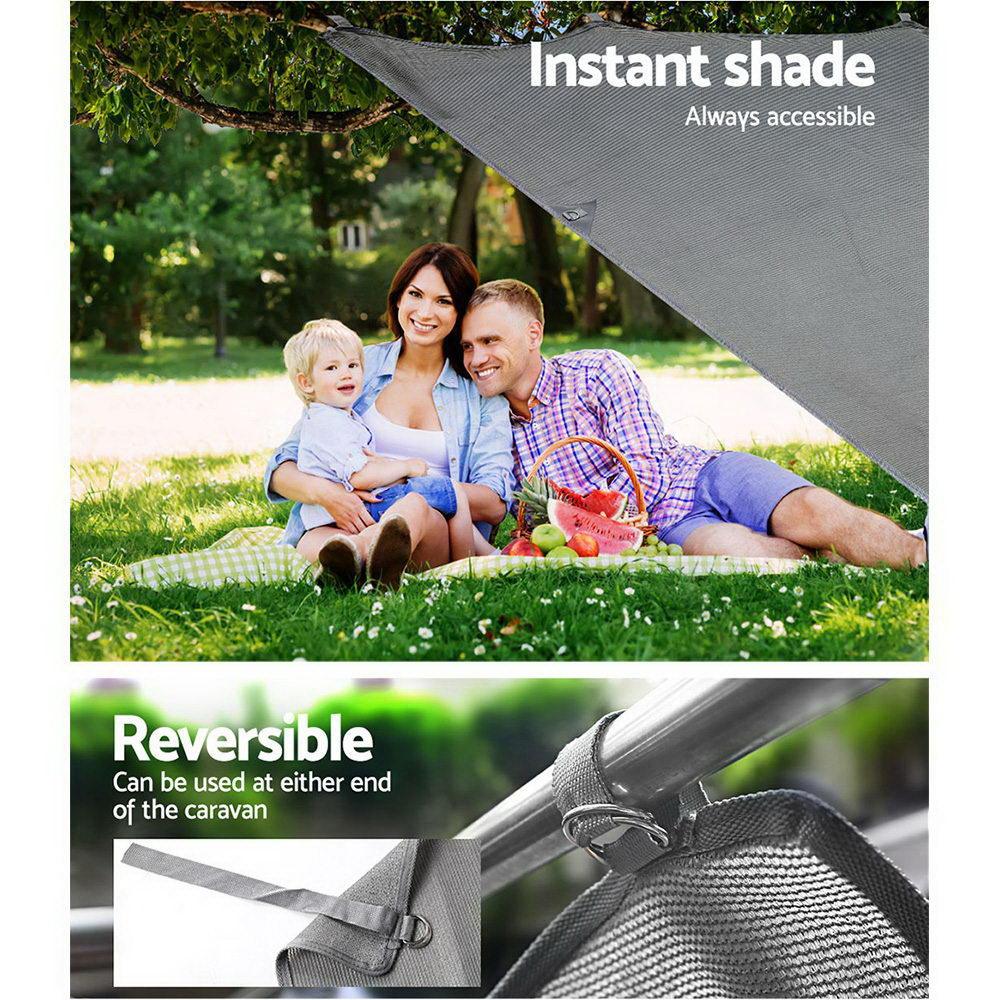 Caravan Privacy Screen Roll Out Awning 2.1x1.8M Sun Shade Pop Top End Wall Grey - Harrogates