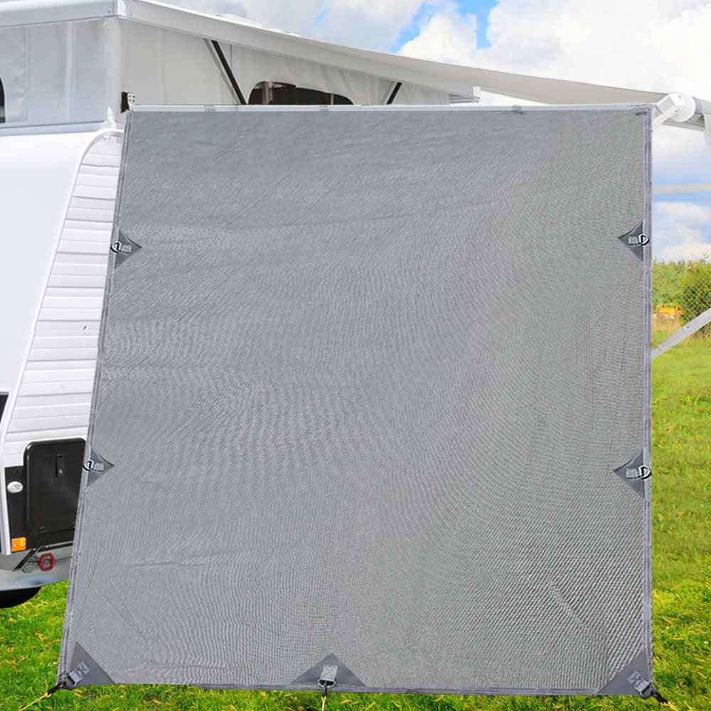 Caravan Privacy Screen Roll Out Awning 2.1x1.8M Sun Shade Pop Top End Wall Grey - Harrogates