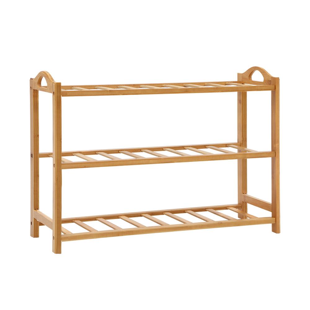 Artiss Shoe Rack Bamboo Shoe Storage 3-tier 9 Pairs - Harrogates
