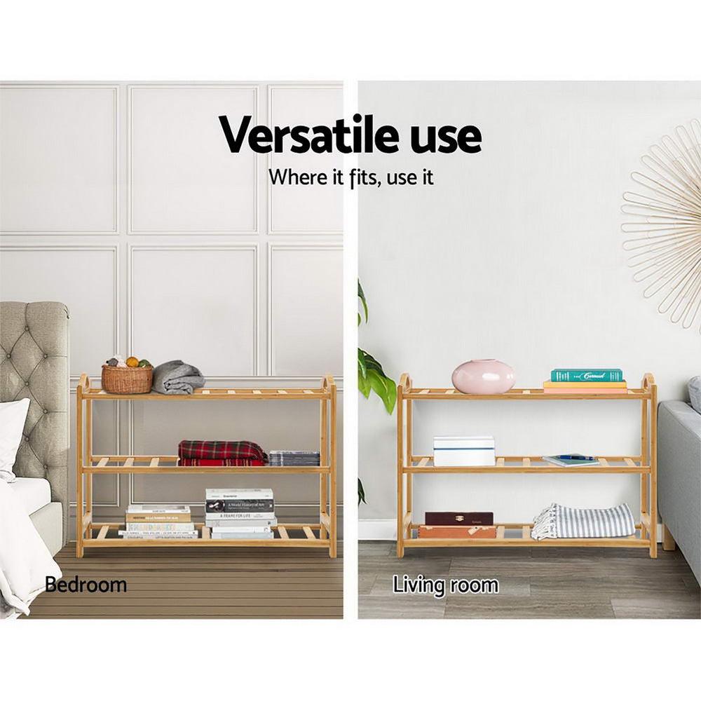 Artiss Shoe Rack Bamboo Shoe Storage 3-tier 9 Pairs - Harrogates