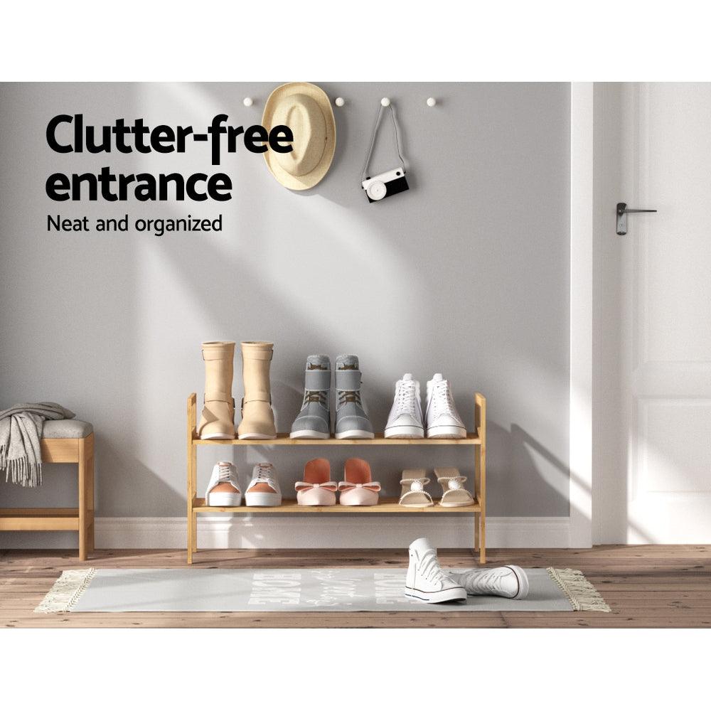 Artiss Shoe Rack Cabinet Bamboo Storage Organiser Pine - Harrogates