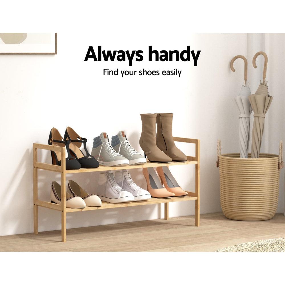 Artiss Shoe Rack Cabinet Bamboo Storage Organiser Pine - Harrogates