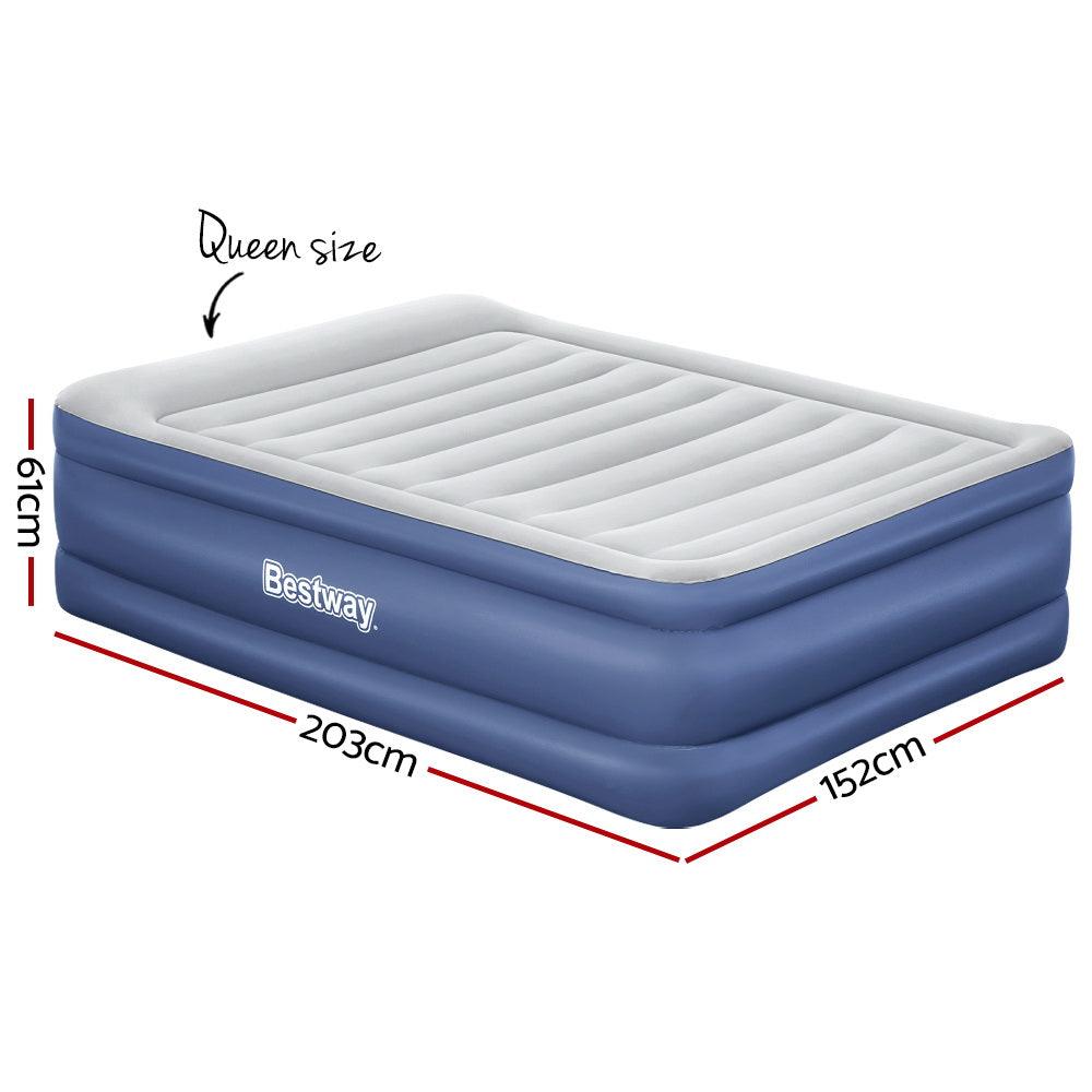 Bestway Air Mattress Queen Inflatable Bed 61cm Airbed Blue - Harrogates