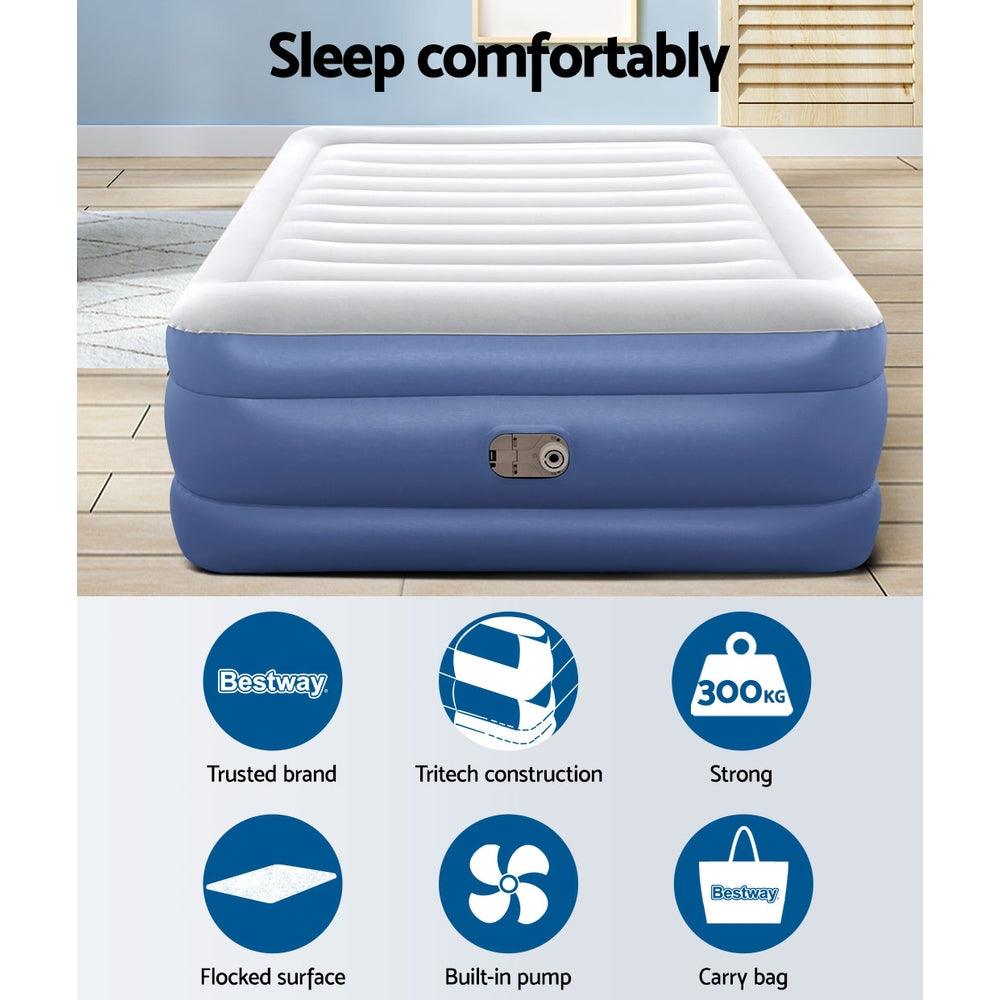 Bestway Air Mattress Queen Inflatable Bed 61cm Airbed Blue - Harrogates