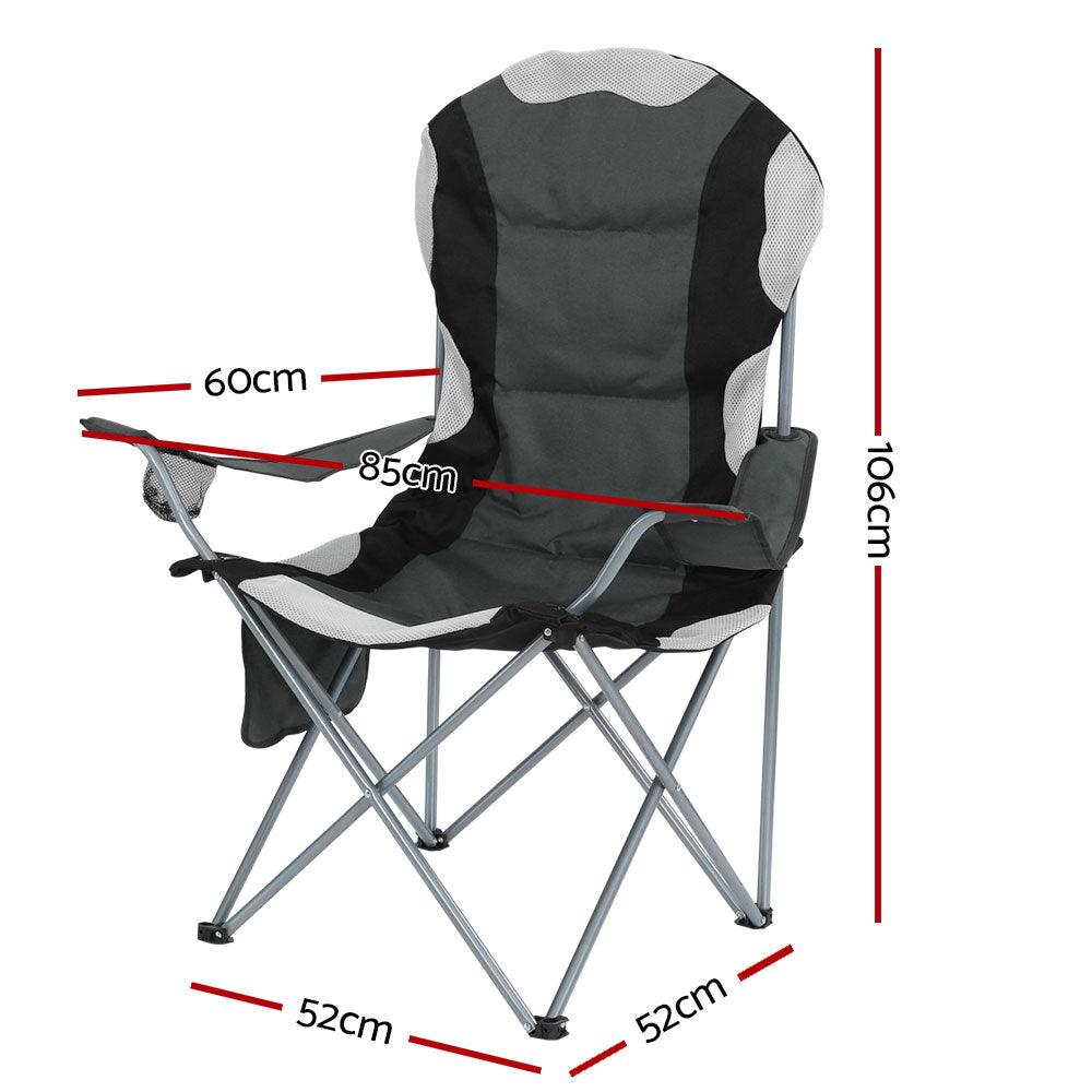 Weisshorn Camping Folding Chair Portable Outdoor Hiking Fishing Picnic Grey 2pcs - Harrogates