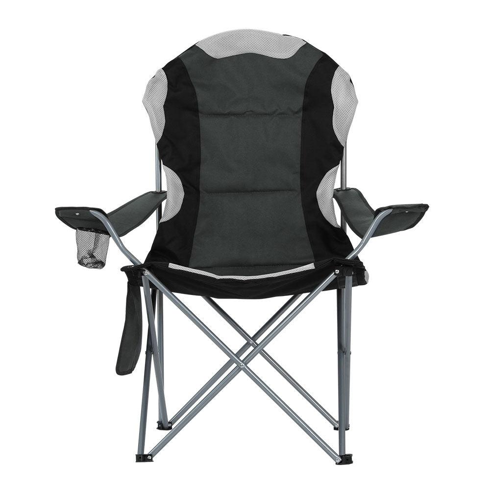 Weisshorn Camping Folding Chair Portable Outdoor Hiking Fishing Picnic Grey 2pcs - Harrogates