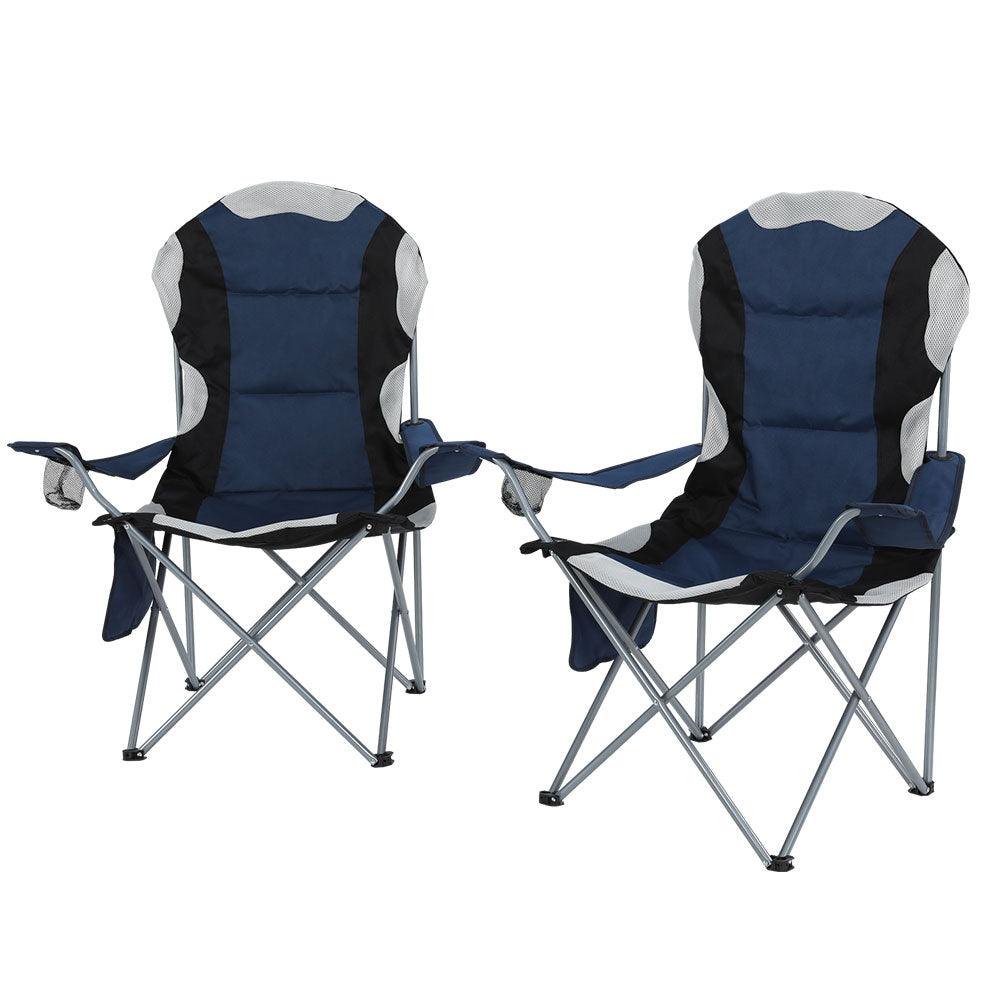 Weisshorn Camping Folding Chair Portable Outdoor Hiking Fishing Picnic Navy 2pcs - Harrogates