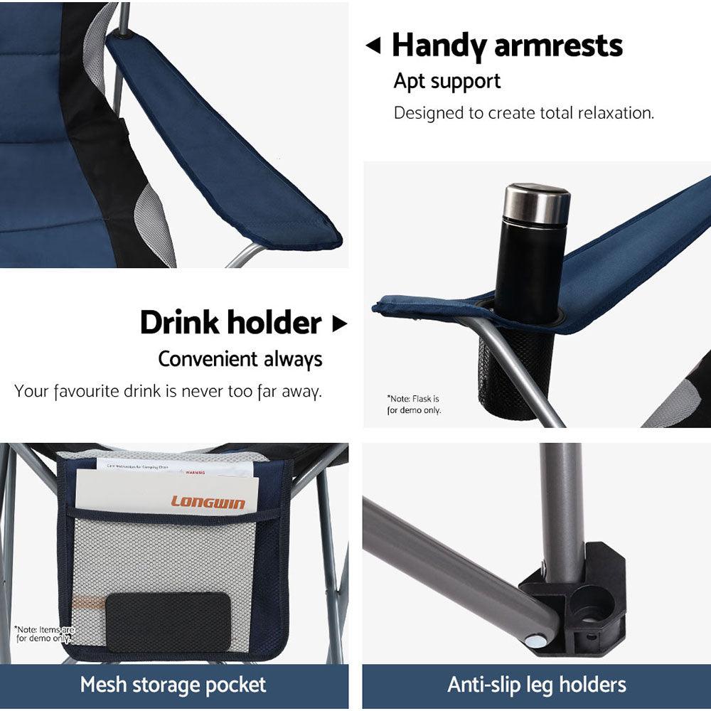 Weisshorn Camping Folding Chair Portable Outdoor Hiking Fishing Picnic Navy 2pcs - Harrogates