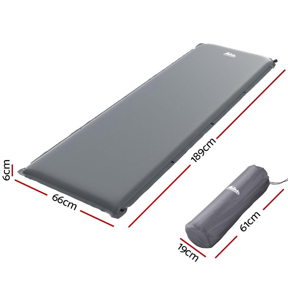 Weisshorn Self Inflating Mattress Camping Sleeping Mat Air Bed Pad Single Grey - Harrogates