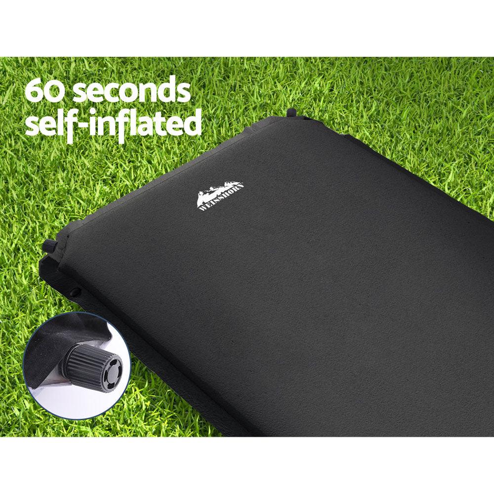 Weisshorn Self Inflating Mattress Camping Sleeping Mat Air Bed Pad Single Black - Harrogates