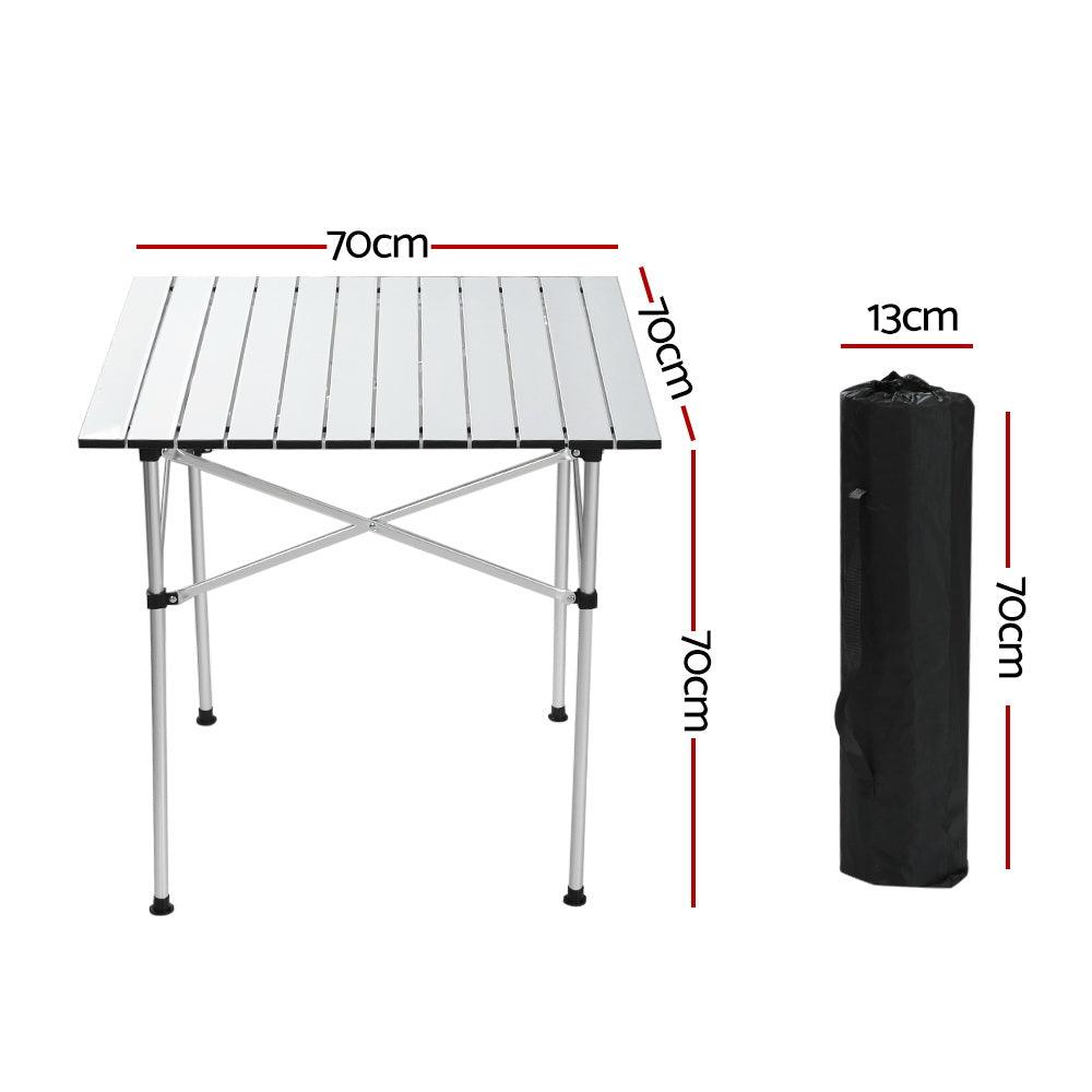 Weisshorn Folding Camping Table 70CM Roll Up Outdoor Picnic BBQ Aluminium Desk - Harrogates