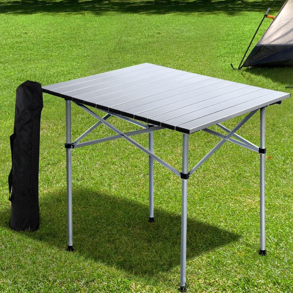 Weisshorn Folding Camping Table 70CM Roll Up Outdoor Picnic BBQ Aluminium Desk - Harrogates