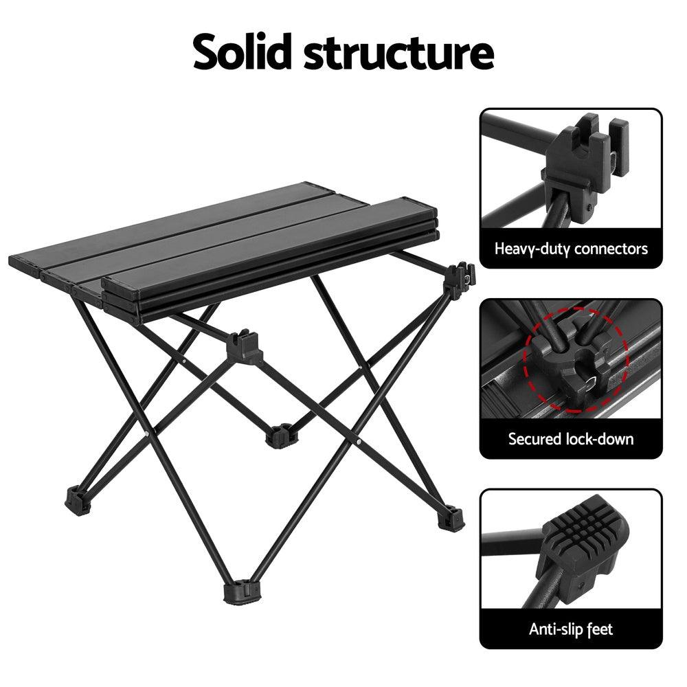 Weisshorn Folding Camping Table 40CM Roll Up Outdoor Picnic BBQ Aluminium Desk - Harrogates