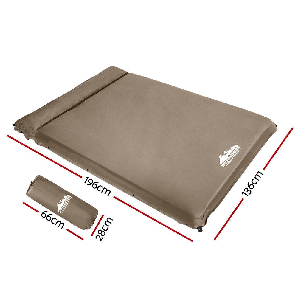 Weisshorn Self Inflating Mattress 10CM Camping Sleeping Mat Air Double Coffee - Harrogates