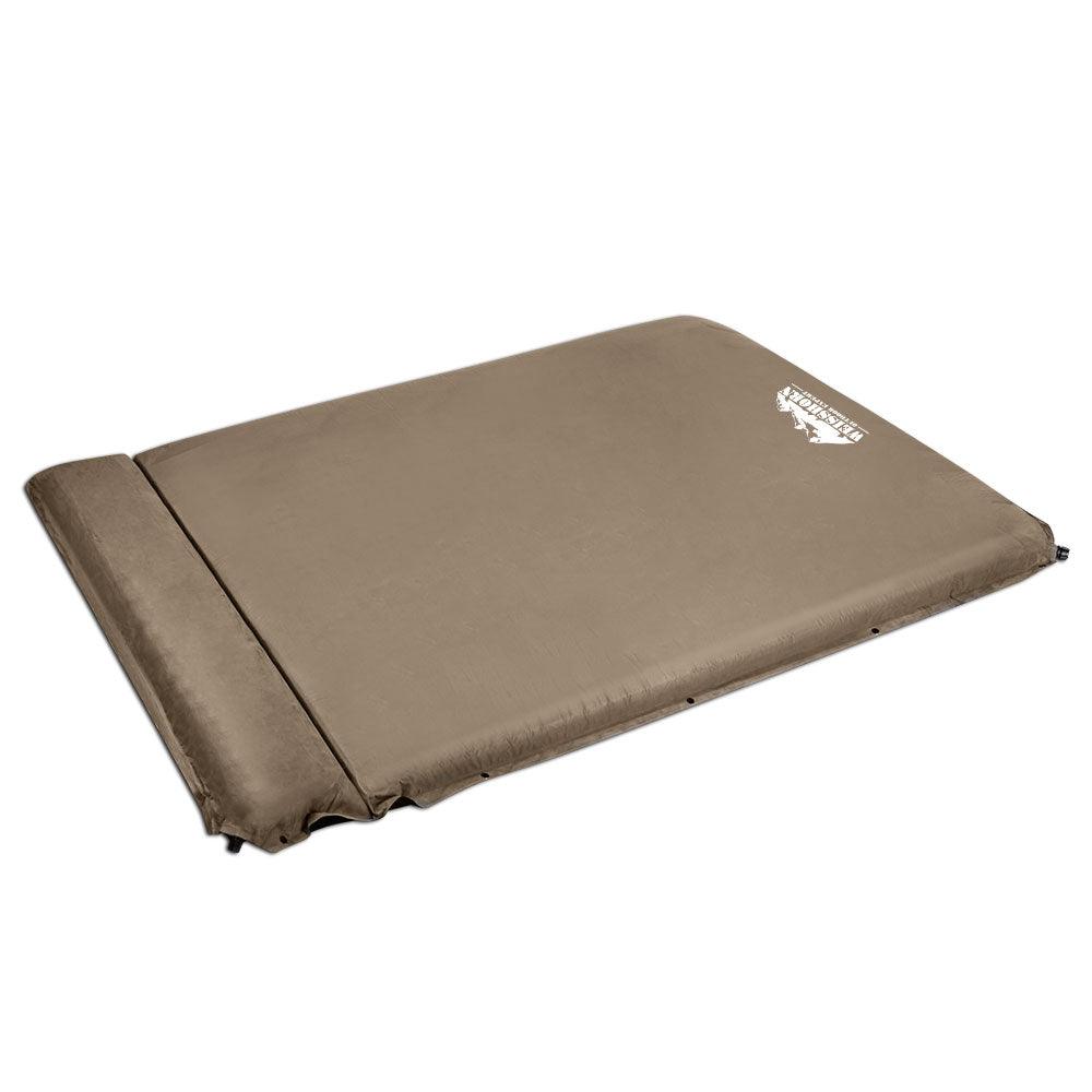 Weisshorn Self Inflating Mattress 10CM Camping Sleeping Mat Air Double Coffee - Harrogates