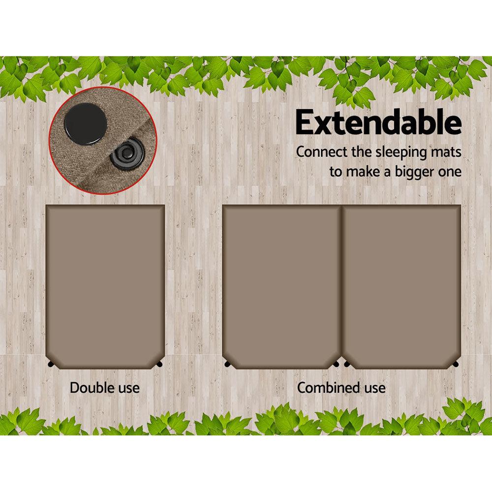 Weisshorn Self Inflating Mattress 10CM Camping Sleeping Mat Air Double Coffee - Harrogates