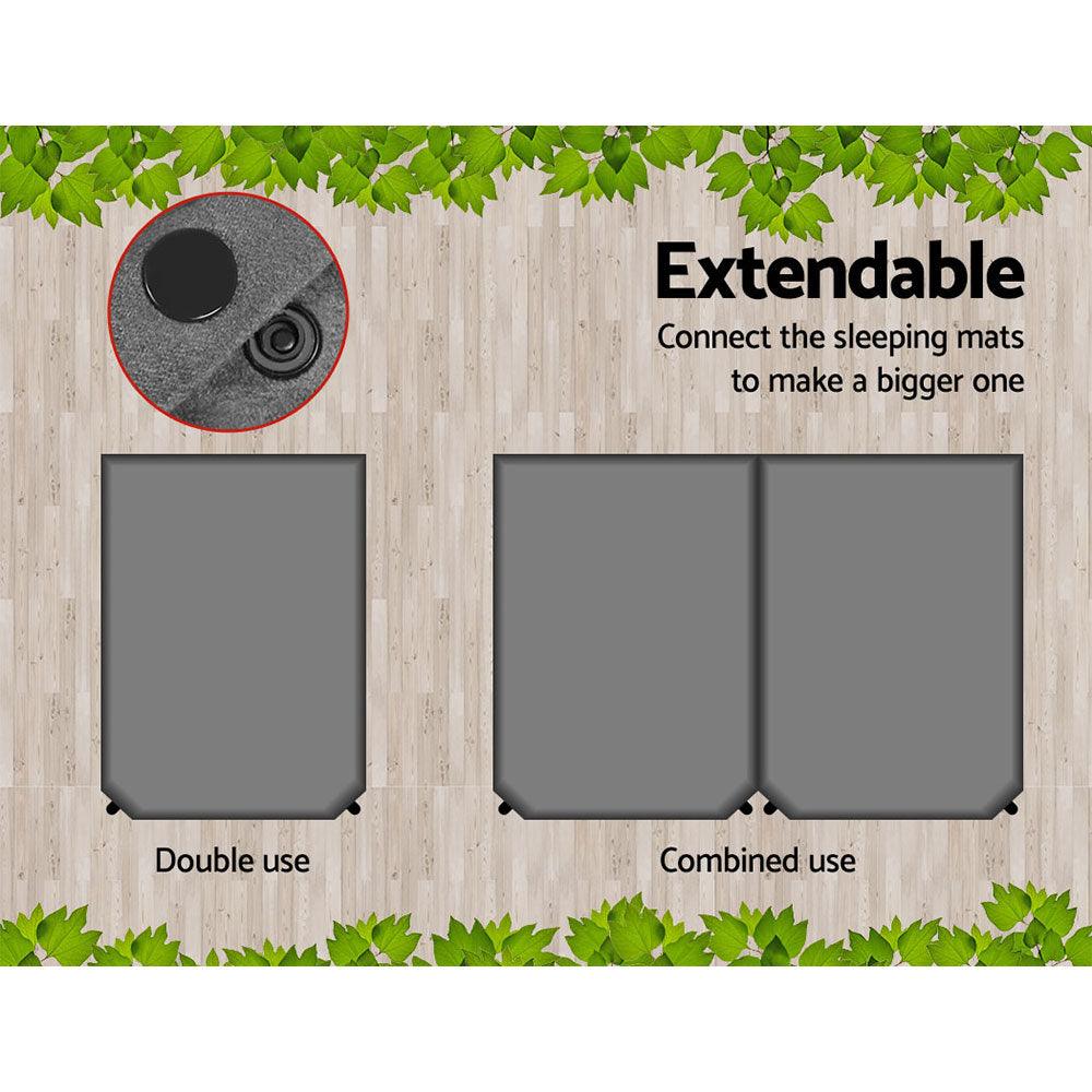 Weisshorn Self Inflating Mattress 10CM Camping Sleeping Mat Air Double Grey - Harrogates