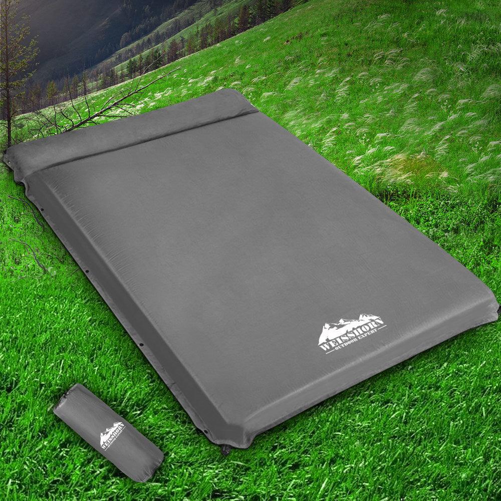 Weisshorn Self Inflating Mattress 10CM Camping Sleeping Mat Air Double Grey - Harrogates