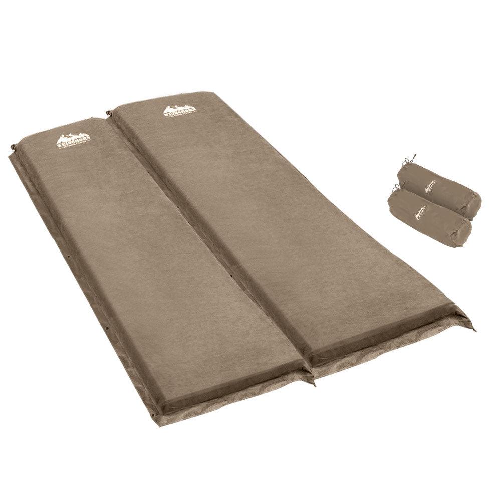 Weisshorn Self Inflating Mattress Camping Sleeping Mat Air Bed Double Set Coffee - Harrogates