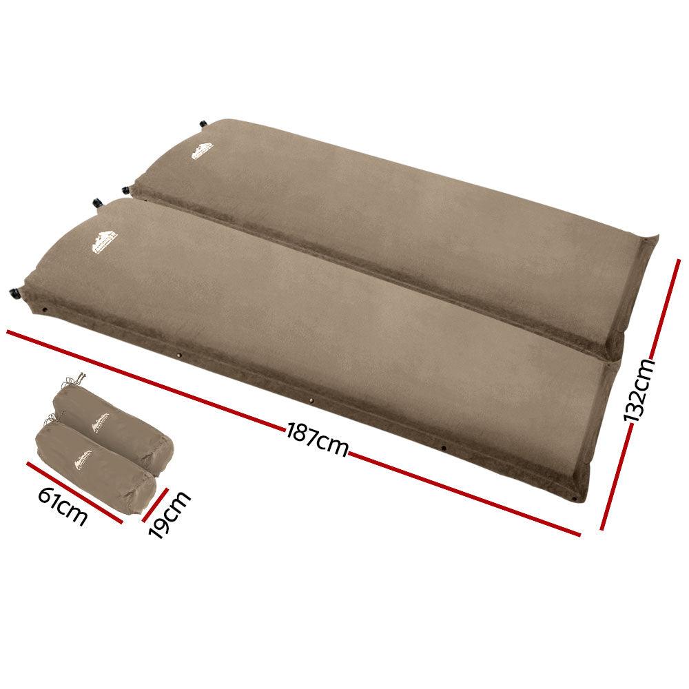 Weisshorn Self Inflating Mattress Camping Sleeping Mat Air Bed Double Set Coffee - Harrogates