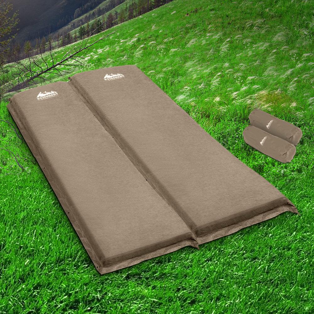 Weisshorn Self Inflating Mattress Camping Sleeping Mat Air Bed Double Set Coffee - Harrogates