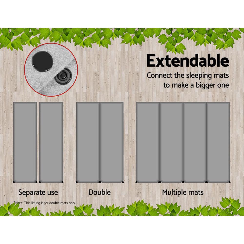 Weisshorn Self Inflating Mattress Camping Sleeping Mat Air Bed Double Set Grey - Harrogates