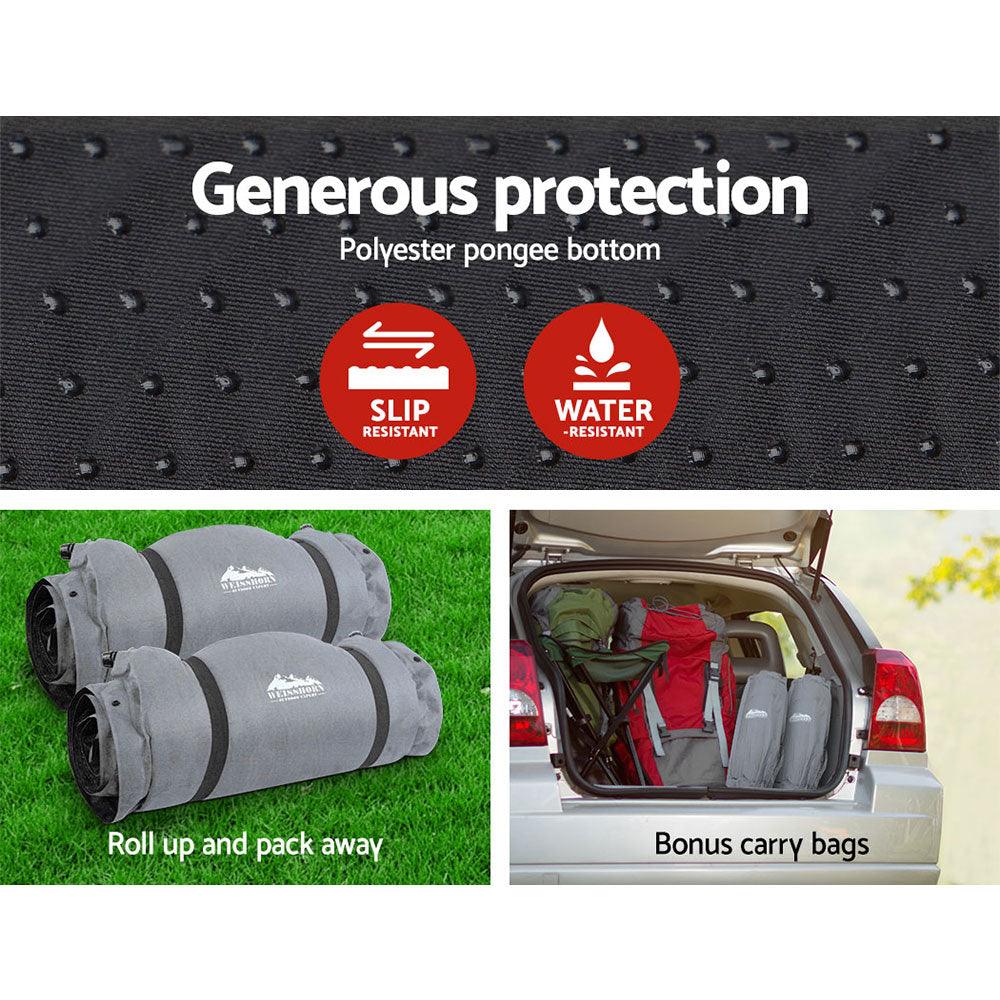 Weisshorn Self Inflating Mattress Camping Sleeping Mat Air Bed Double Set Grey - Harrogates