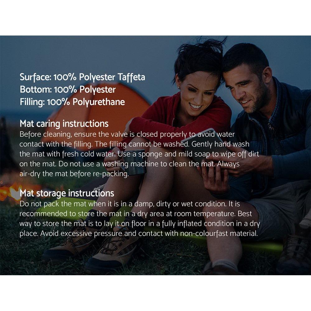 Weisshorn Self Inflating Mattress Camping Sleeping Mat Air Bed Pad Double Green - Harrogates