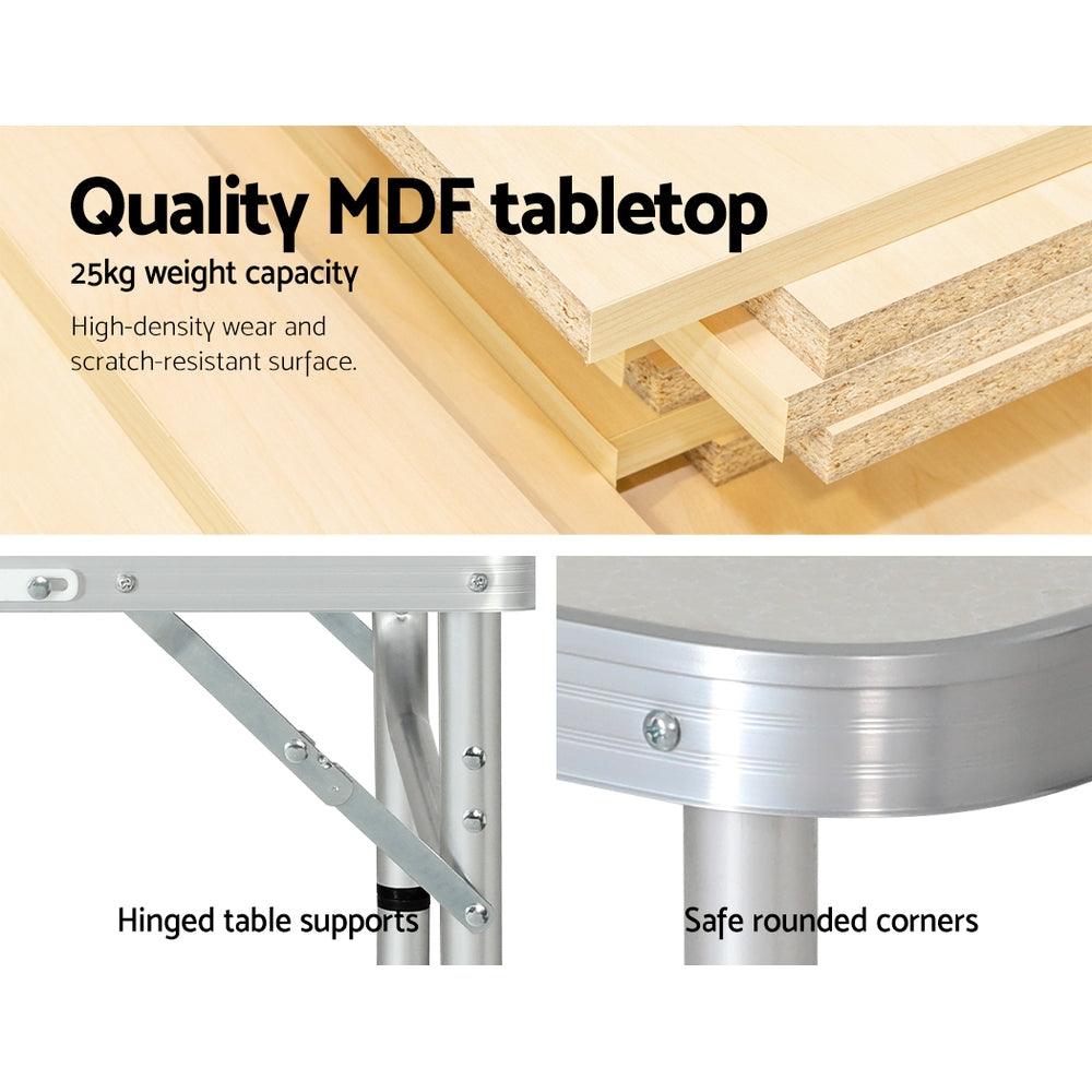 Weisshorn Folding Camping Table 60CM Adjustable Portable Outdoor Picnic Desk - Harrogates