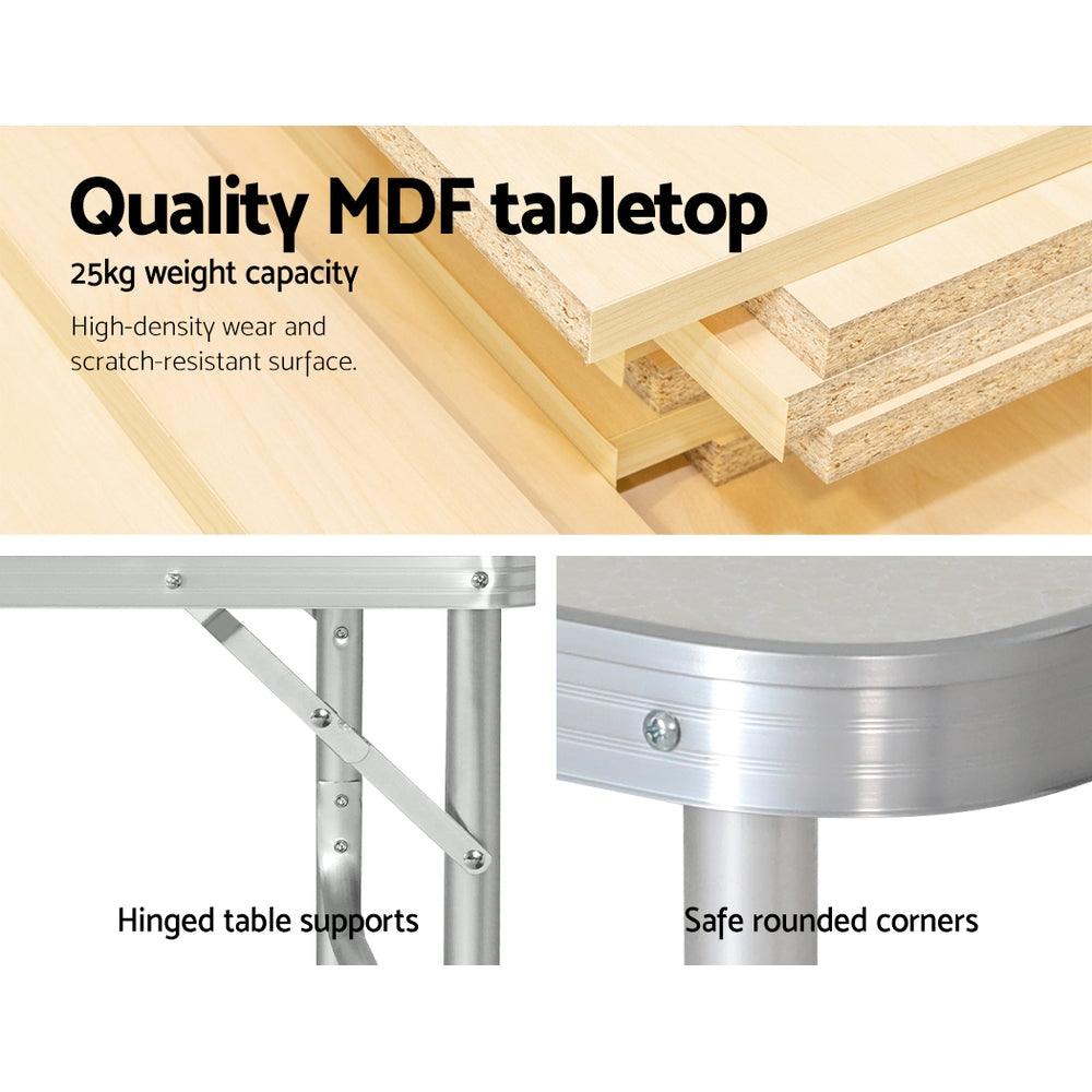 Weisshorn Folding Camping Table 90CM Adjustable Portable Outdoor Picnic Desk - Harrogates