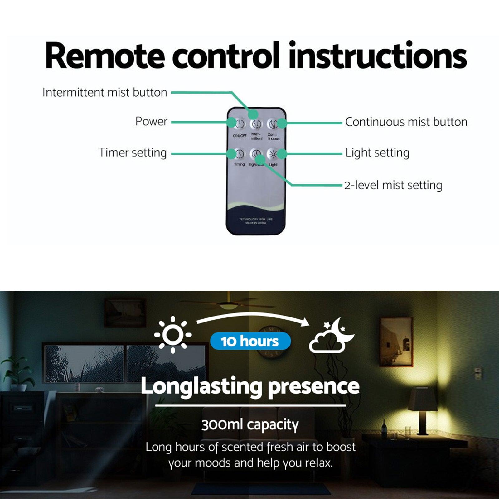 Devanti Aroma Diffuser Aromatherapy Humidifier 300ml - Harrogates