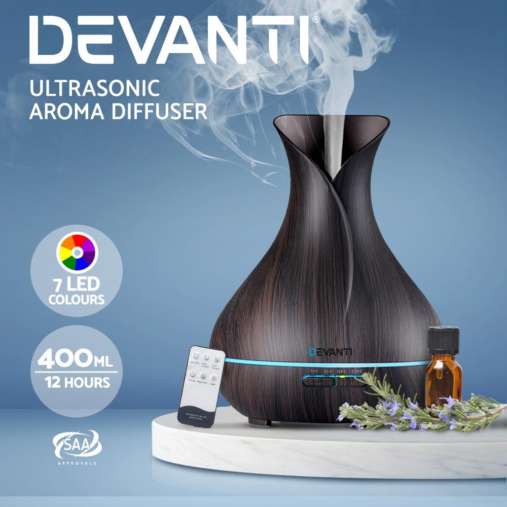 Devanti Aroma Diffuser Aromatherapy Dark Wood 400ml - Harrogates