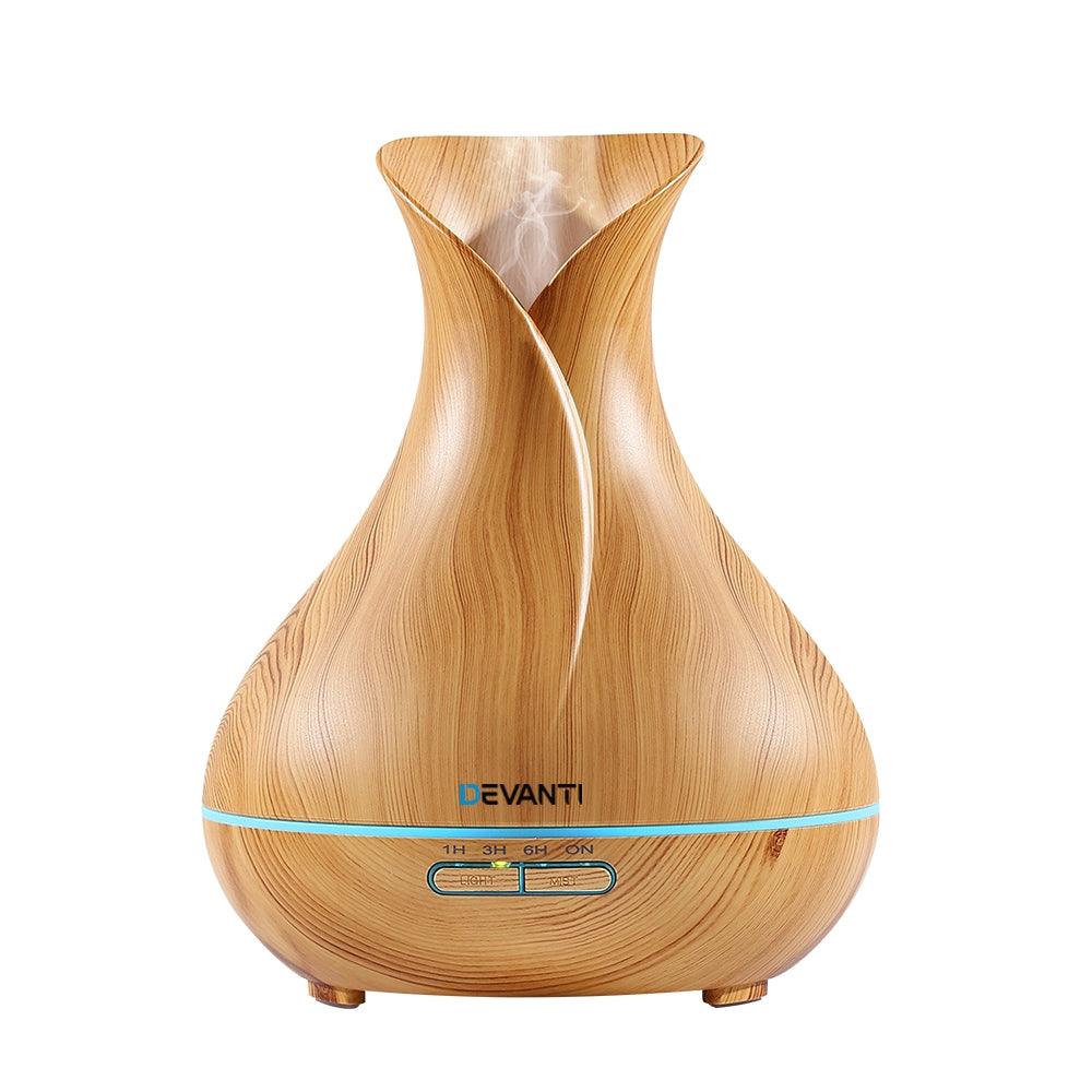Devanti Aroma Diffuser Aromatherapy Light Wood 400ml - Harrogates