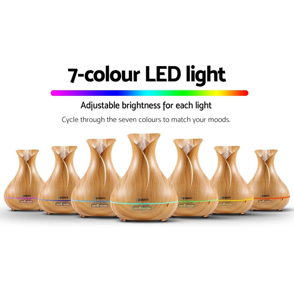 Devanti Aroma Diffuser Aromatherapy Light Wood 400ml - Harrogates