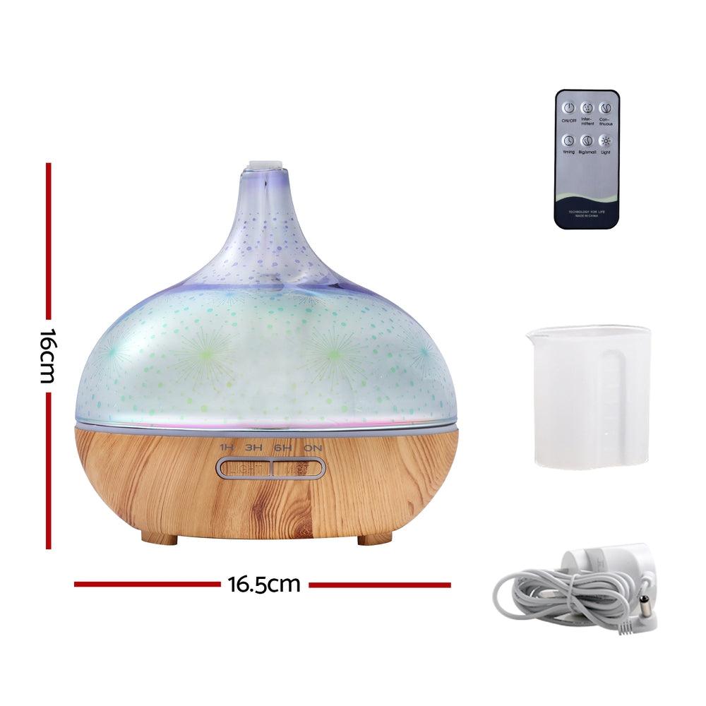 Devanti Aroma Diffuser Aromatherapy 3D Glass 400ml - Harrogates