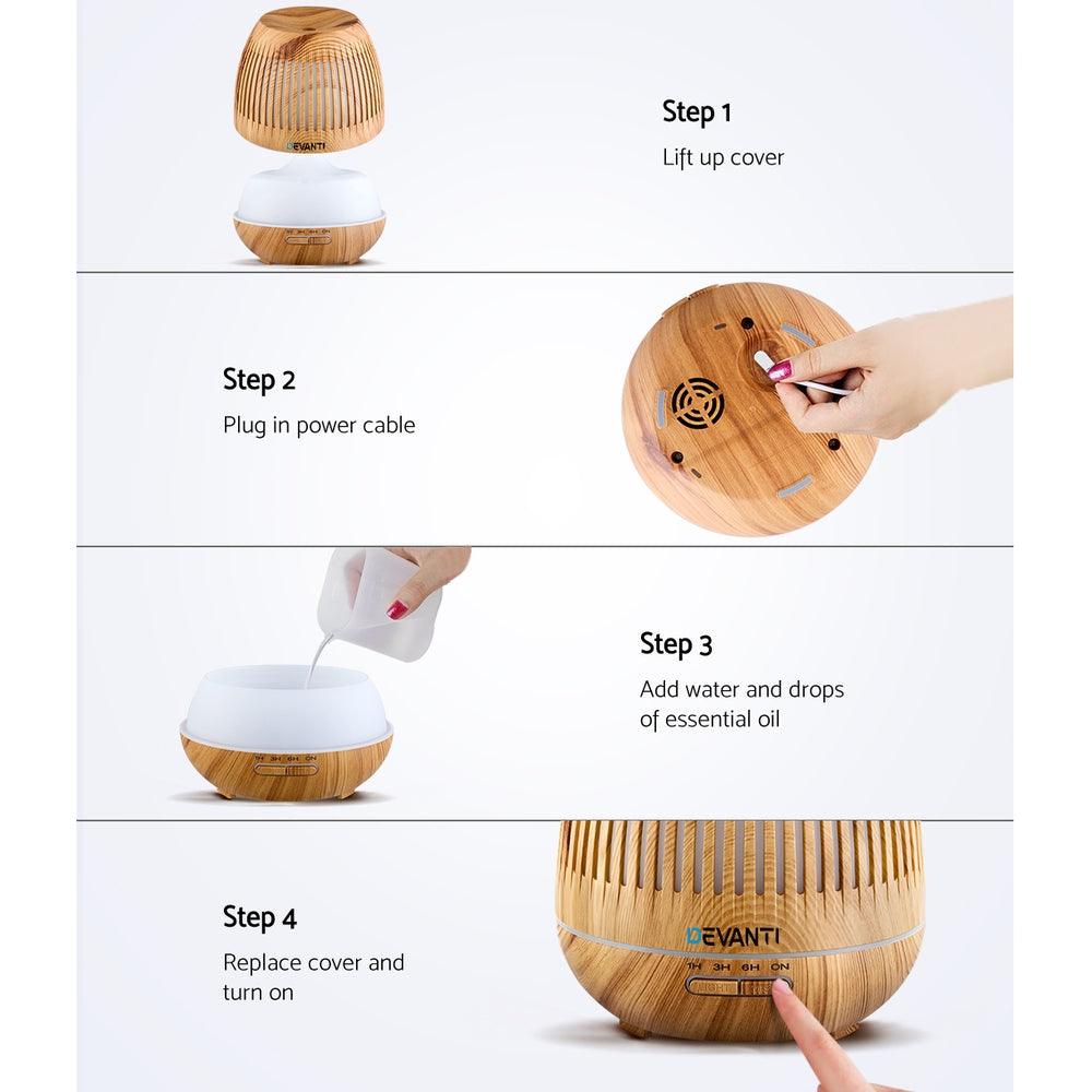 Devanti Aroma Diffuser Aromatherapy Humidifier 400ml - Harrogates