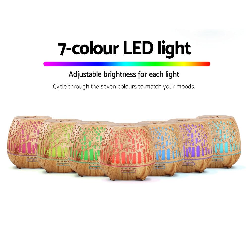 Devanti Aroma Diffuser Aromatherapy Wood Grain 400ml - Harrogates