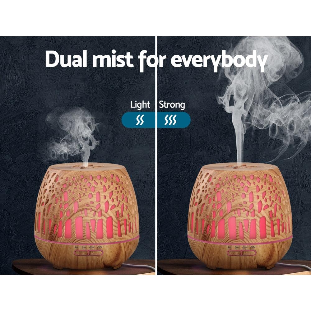 Devanti Aroma Diffuser Aromatherapy Wood Grain 400ml - Harrogates