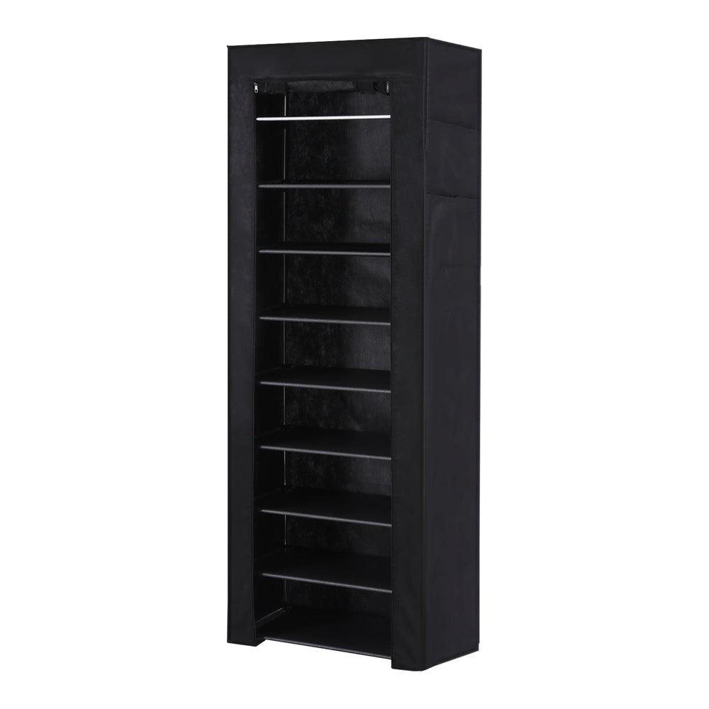 Artiss Shoe Rack Cabinet Removable Cover 10 tier Black - Harrogates