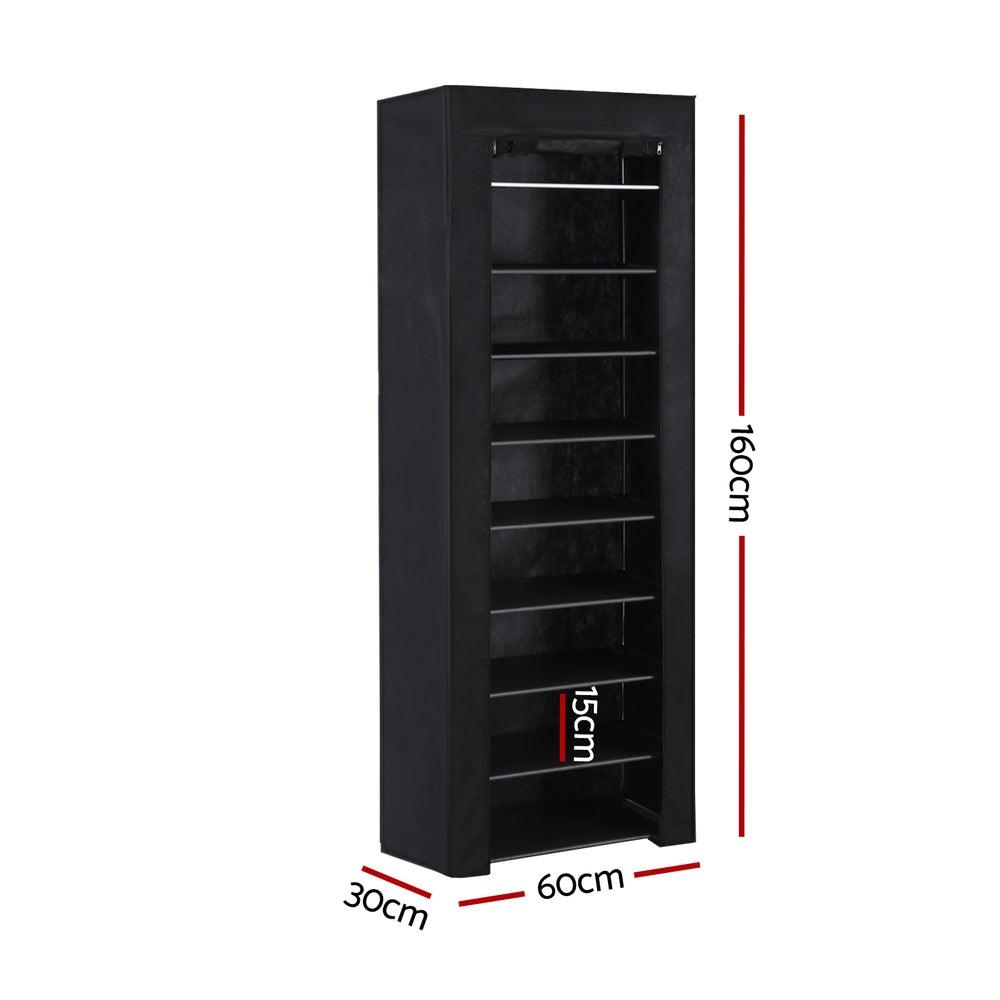 Artiss Shoe Rack Cabinet Removable Cover 10 tier Black - Harrogates