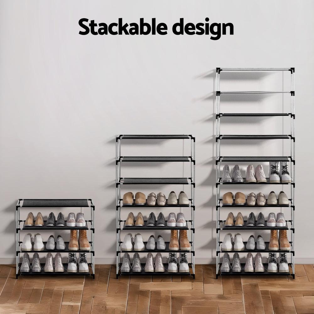 Artiss Shoe Rack Cabinet Removable Cover 10 tier Black - Harrogates