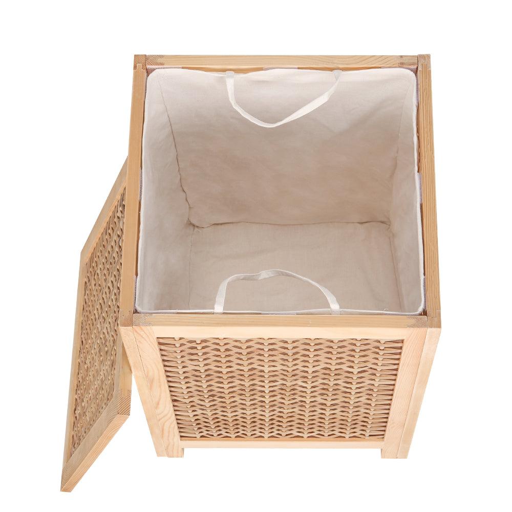 Artiss Laundry Hamper Bathroom Storage Cabinet Wooden Organiser Bag Clothes - Harrogates
