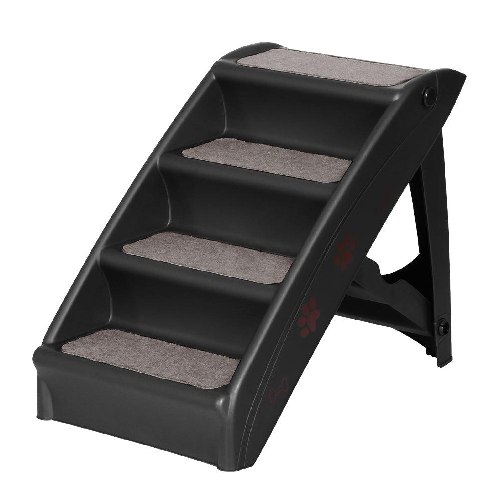 i.Pet Dog Ramp Steps For Bed Sofa Car Pet Stairs Ladder Portable Foldable Black - Harrogates