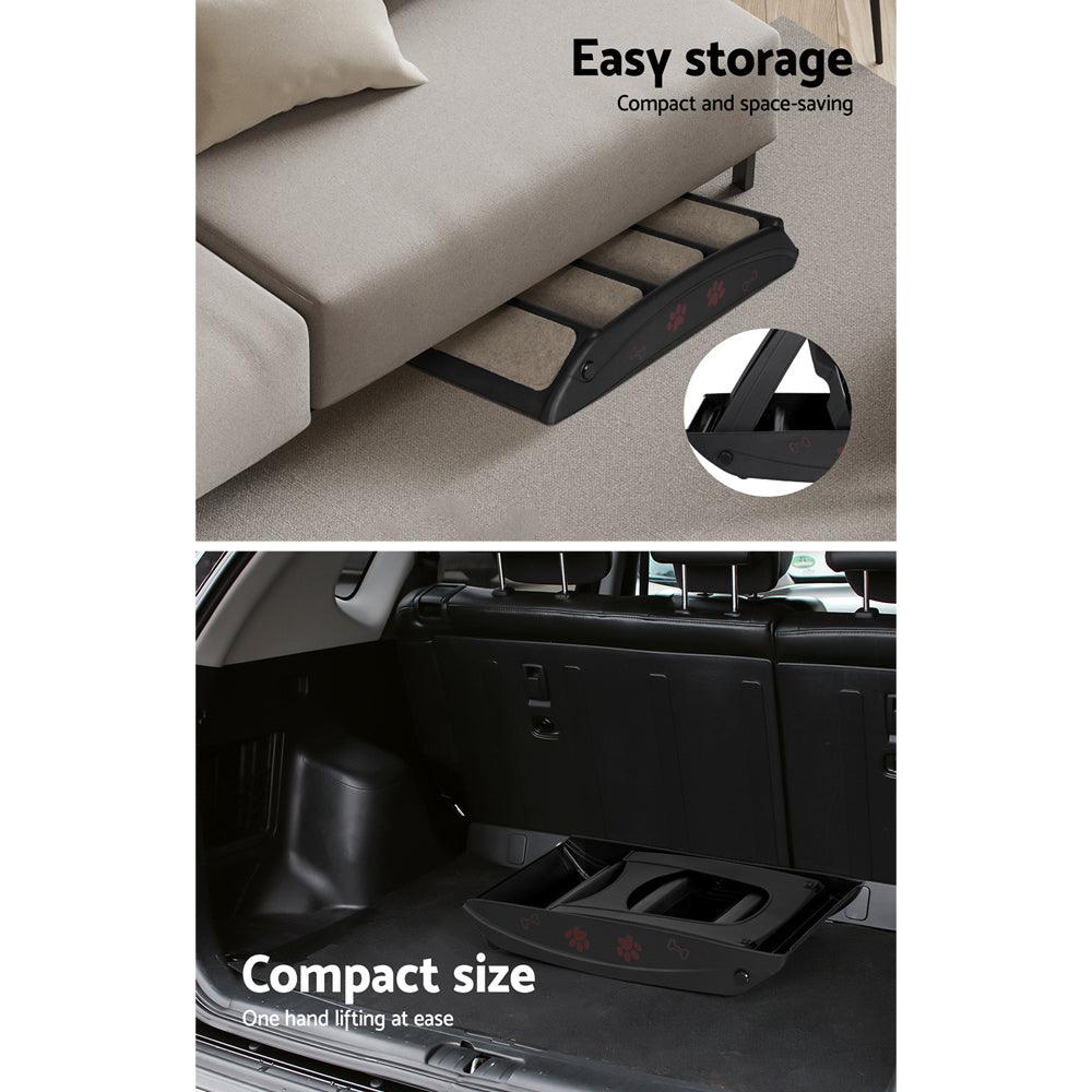 i.Pet Dog Ramp Steps For Bed Sofa Car Pet Stairs Ladder Portable Foldable Black - Harrogates