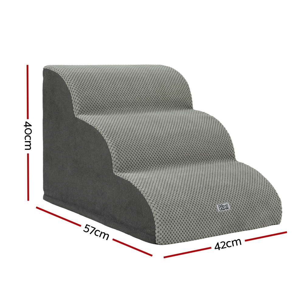 i.Pet Dog Ramp Steps Foam 3 Tier Pet Stairs For Bed Sofa Car Portable Indoor - Harrogates