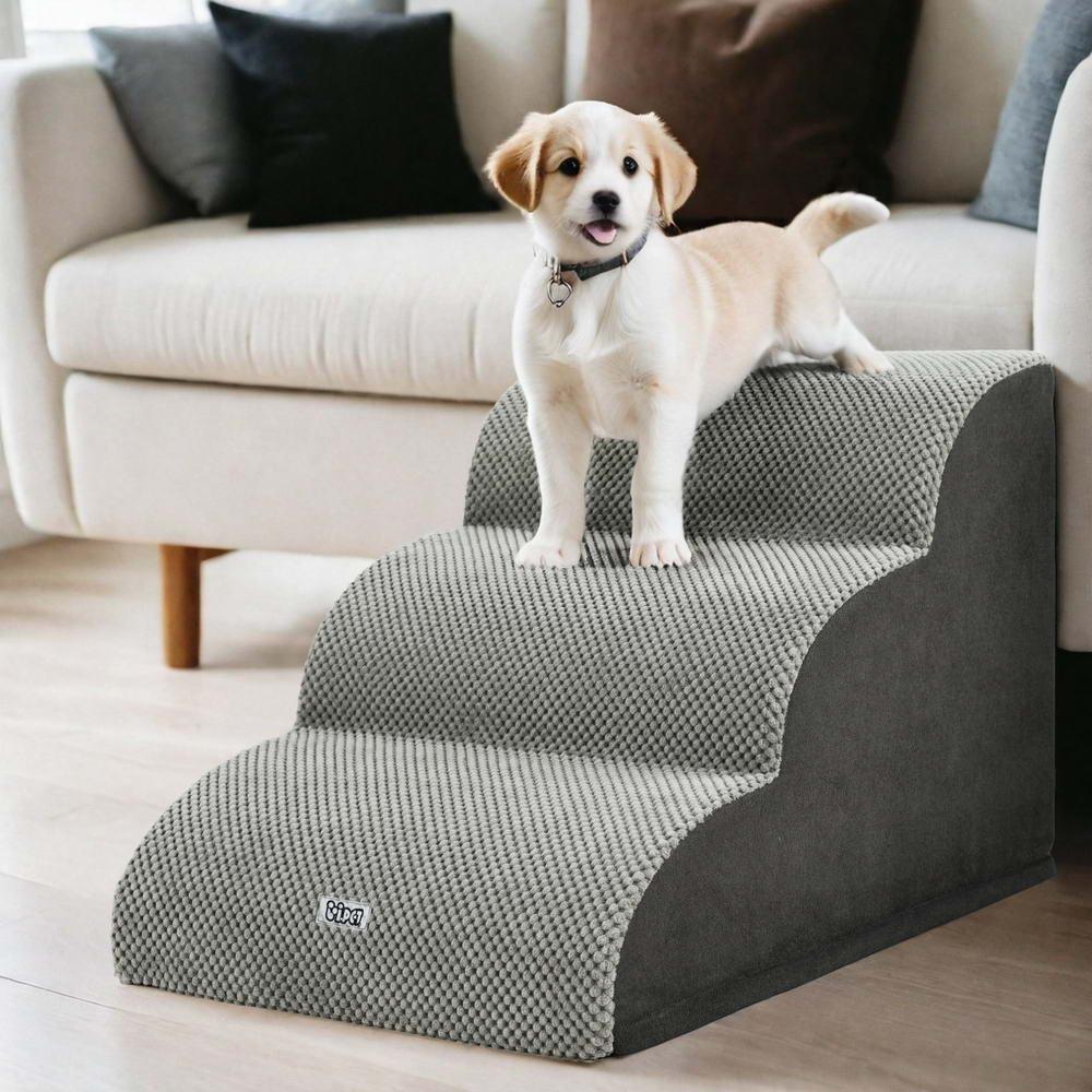 i.Pet Dog Ramp Steps Foam 3 Tier Pet Stairs For Bed Sofa Car Portable Indoor - Harrogates