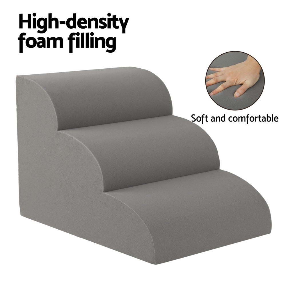 i.Pet Dog Ramp Steps Foam 3 Tier Pet Stairs For Bed Sofa Car Portable Indoor - Harrogates