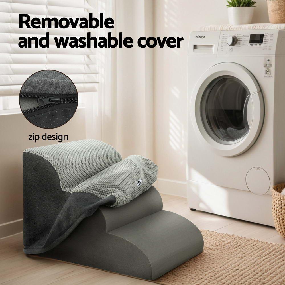 i.Pet Dog Ramp Steps Foam 3 Tier Pet Stairs For Bed Sofa Car Portable Indoor - Harrogates